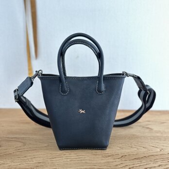 栃木レザー　手縫い　day  bag B 2way（ブラック）の画像