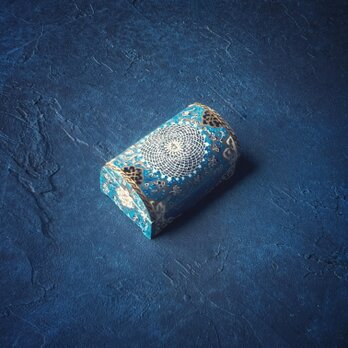 目的達成のパワーをもつ　キャメルボーンの小箱　アクセサリーケース　ブルー【JAABEH-008】の画像
