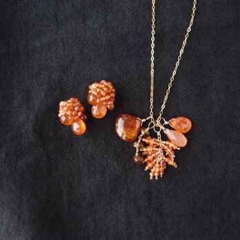 Necklace Charm Set【K14gf】OrangeGarnet × MoonStone ×OrangeKyaniteの画像