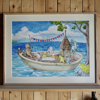 「舟の上のたんじょうかい」原画の画像