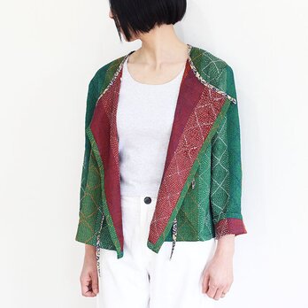 カンタ刺繍シルクのリボンブラウスジャケット【E】の画像