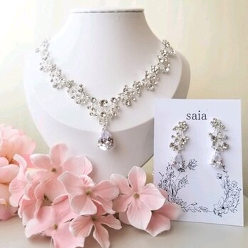 煌めくビジューのネックレス ピアス イヤリング  tnp247195 結婚式、ウエディング、ブライダル、 パーティーの画像