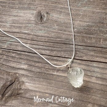 アクアマリン原石ネックレス *sv925 シルバースネークチェーンの画像