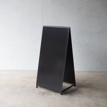 【ミニマル】黒皮鉄アイアンのA型ショップ看板・サイン　３０ｘ６０cmの画像