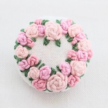 薔薇ハートの　刺繍ブローチの画像