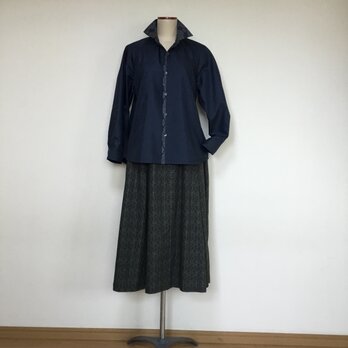 大島紬のブラウス　　　着物リメイクの画像