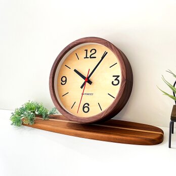 KATOMOKU muku clock 21 ウォールナット km-136WARC 電波時計 木製 小さいの画像