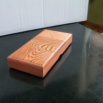 Newデザイン●屋久杉　無垢　寄木風大きな筆箱　ペンケース　宝くじ箱　小物入れ　木製　K320の画像