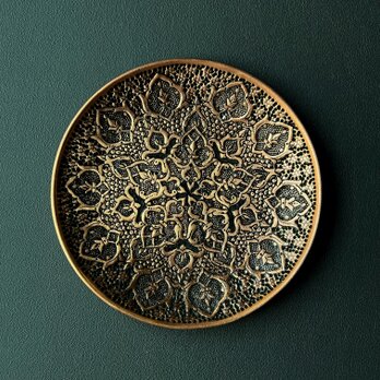 ペルシャの銅皿　飾り皿　壁飾り（ガラムザニー）Φ20ｃｍ【GHALAM ZANI -012】の画像