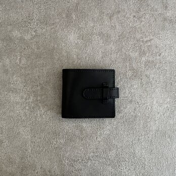 二つ折り財布　黒　イタリアンレザー　＜C＞の画像