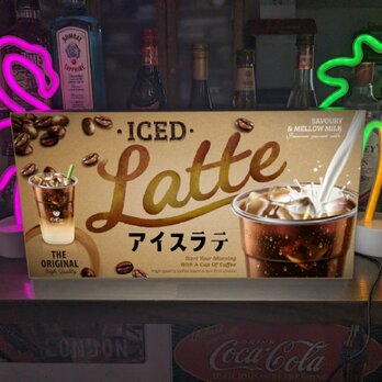 【Lサイズ】COFFEE アイスコーヒー アイスラテ カフェ 喫茶店 店舗 キッチンカー 照明 看板 置物 雑貨 ライトBOXの画像