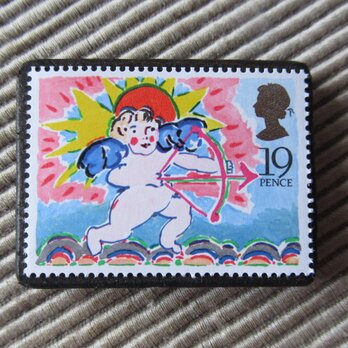 イギリス　切手ブローチ 9572の画像