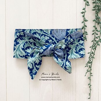 おしゃれな ウィリアムモリス アネモネ ネイビー 紺 花柄 綿100% 夏 保冷剤 冬 カイロ ネッククーラー スカーフ 母の日の画像