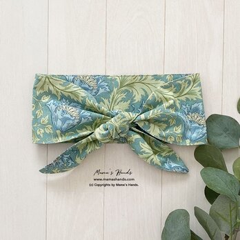 ウィリアムモリス アネモネ グリーン 水色 花柄 綿100% 夏 保冷剤 冬 カイロ ネッククーラー スカーフ 母の日の画像