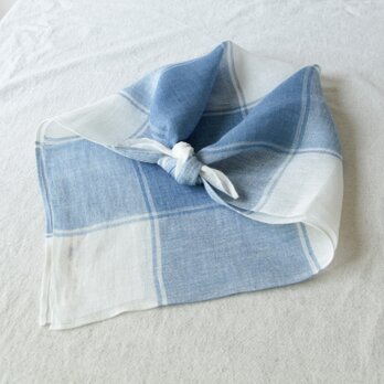 手織り・藍染め リネンプチスカーフBの画像