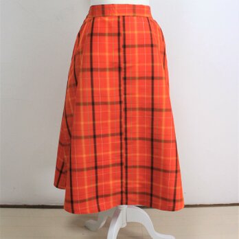 米沢八丈　チェックのロングスカートの画像