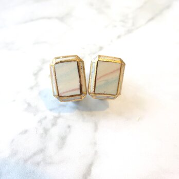 small jewel cut ・練り込み模様のpierce/earring・長角の画像