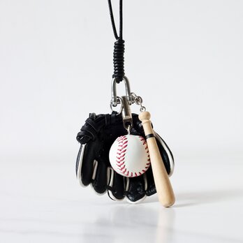 【野球】可愛い 本革レザーチャーム 鞄のチャーム　の画像