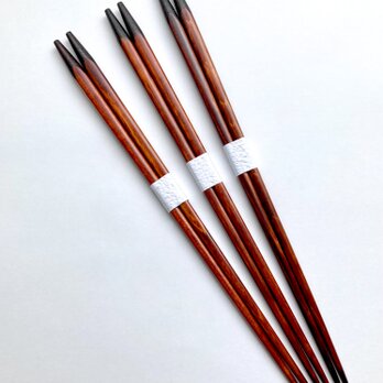 《数量限定》3膳セット 摺り漆のシンプル菜箸(糸なし)の画像