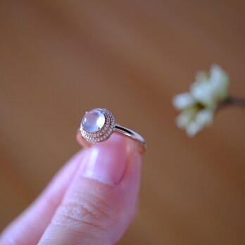 24-22 受注製作 極上品 高氷種 k18金ゴールド リング 指輪 天然 本翡翠 爪留め 天然ダイヤモンドの画像