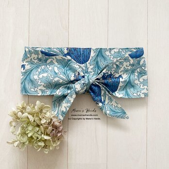 ウィリアムモリス アネモネ 青 白 ブルー 花柄 綿100% 夏 保冷剤 冬 カイロ ネッククーラー スカーフ 母の日の画像