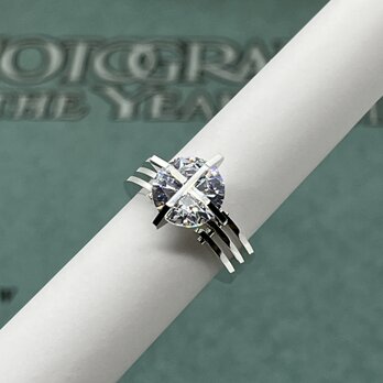 Spring Gimmick 10mm CZ 3arms Ring(Order Production)の画像