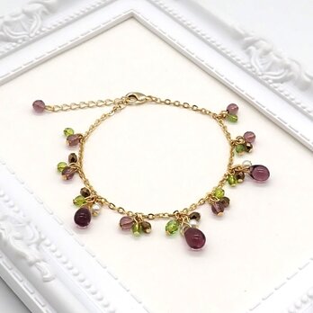 しずくビーズとチェコビーズのブレスレット【ぶどう】