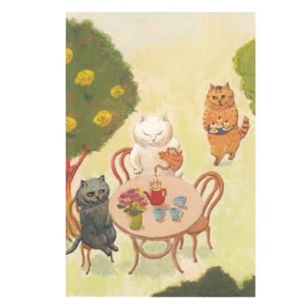 ７　カマノレイコポストカード2枚セット「お庭でコーヒータイム」の画像