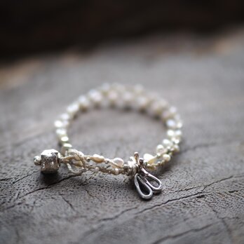 -Pearl・Silver- braid double braceletの画像