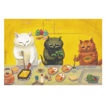 47　カマノレイコポストカード2枚セット「おべんとう作り」の画像