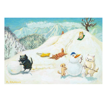 58　カマノレイコポストカード2枚セット「雪遊び」の画像