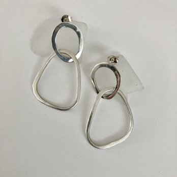 silver950 flat double motif シルバー　ピアス　大振り　ボリュームの画像