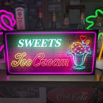 【Lサイズ】スイーツ アイスクリーム ソフトクリーム パフェ 店舗 キッチンカー イベント 照明 看板 置物 雑貨 ライトBOXの画像