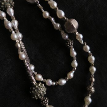 SV Akoya baroque pearl・Silver beads　Necklaceの画像