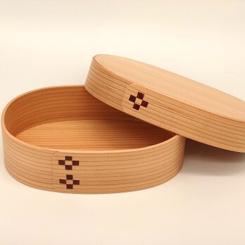 鳥取の曲げわっぱ　小判型　大サイズ　花柄