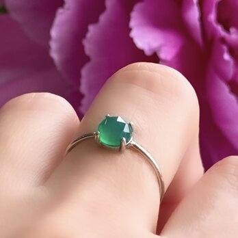 新緑の指輪  天然石 グリーンオニキス Silver925 --Fresh green--の画像