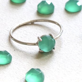 新緑の指輪  天然石 グリーンオニキス Silver925 --Fresh green--の画像