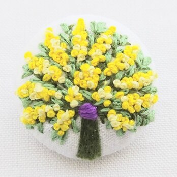 ミモザの花束刺繍ブローチの画像