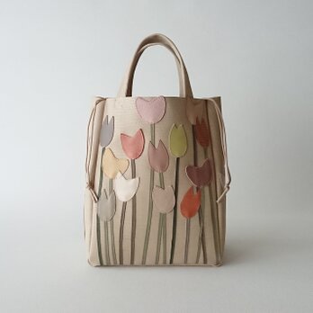 tulip leather 3way bag [beige/L]の画像