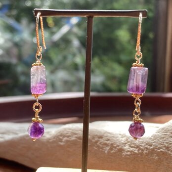 K14GFフローライトピアス◇K14GF Fluorite Earringsの画像