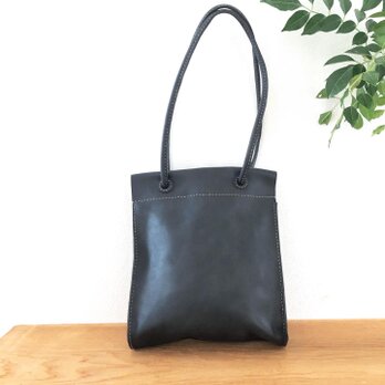 本革 手縫い bibi bag 2way (ブラック)の画像