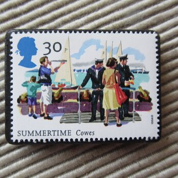 イギリス　切手ブローチ 9596の画像