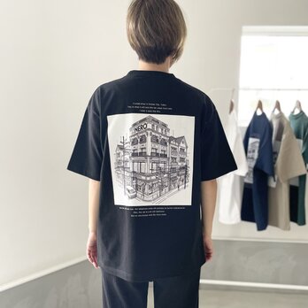 『2024新作』春〜秋まで！厚手USAコットン バックプリントTシャツ ユニセックス 5色展開 【ブラック】の画像