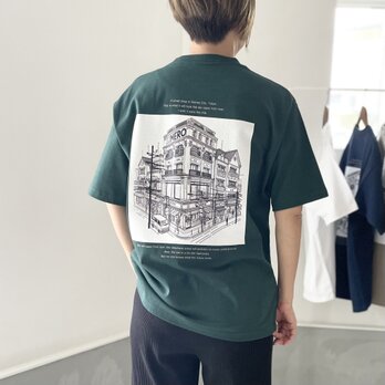 『2024新作』春〜秋まで！厚手USAコットン バックプリントTシャツ ユニセックス 5色展開 【グリーン】の画像