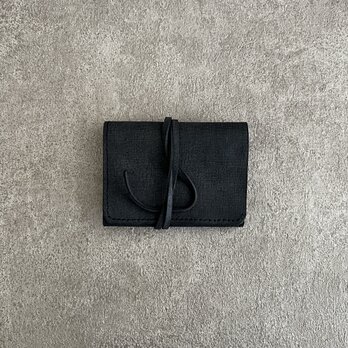 二つ折り財布　  黒×ピスタチオ（紐）　＜E＞の画像