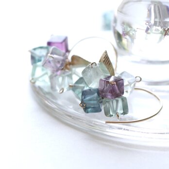 紫陽花 天然石フローライト ピアス/イヤリング｜14Kgf アレルギー対応 大人の初夏アクセサリー