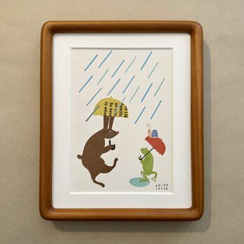 『愉しい雨の日』原画　額込みの画像