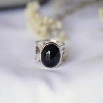 SV925 Black Onyx Arabesque Ring(RAR05SV_BO#15)の画像