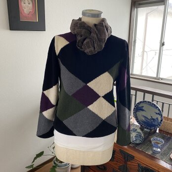 アーガイル変わり模様のセーターの画像