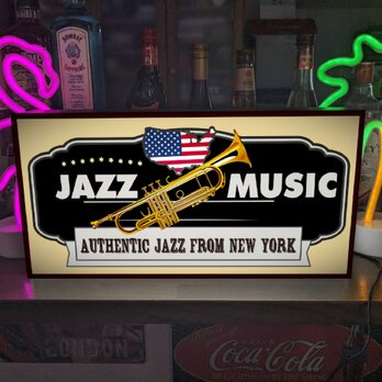 【Lサイズ】ジャズ ミュージック 喫茶 BAR ニューオーリンズ レコード 店舗 自宅 照明 看板 置物 雑貨 ライトBOXの画像